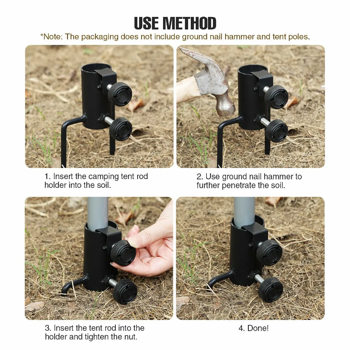 2 Pack Camping Tent Rod Holder with Stakes From Redcamp