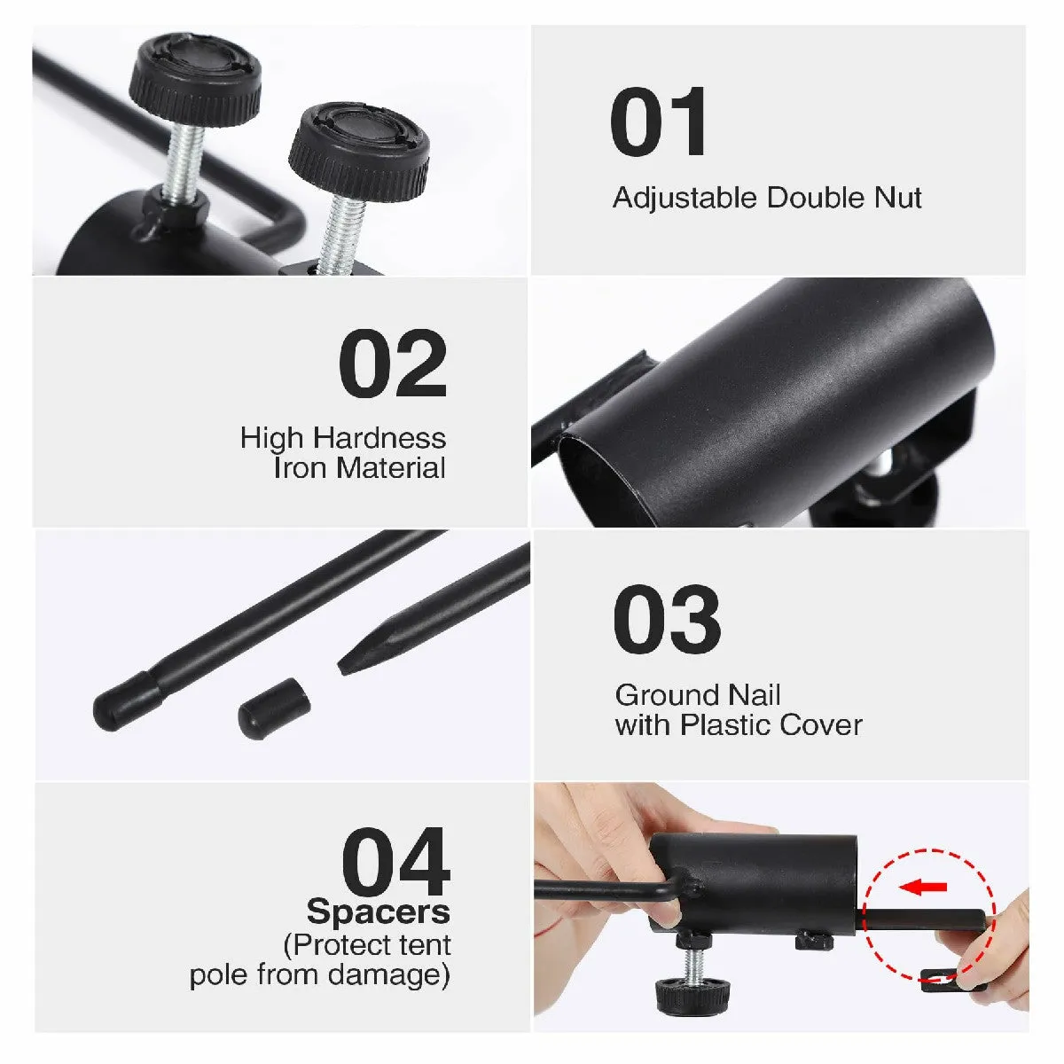 2 Pack Camping Tent Rod Holder with Stakes From Redcamp