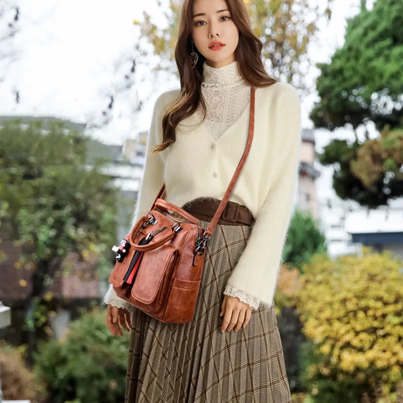 2020 Women Backpacks Soft Leather Lady Travel Backpack School Bags for Teenage Girls Multifunction Women Shoulder Bags Mochilas
