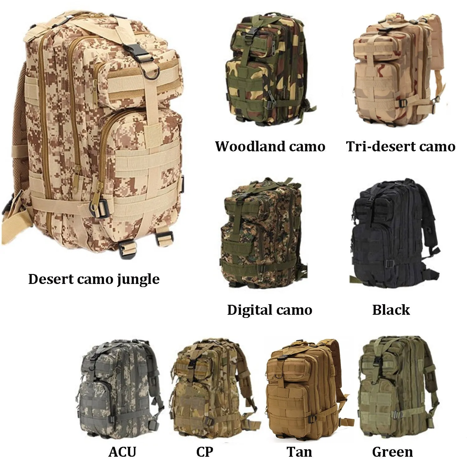 30L Military Tactical Rucksack Backpack Adjustable Travel Camping