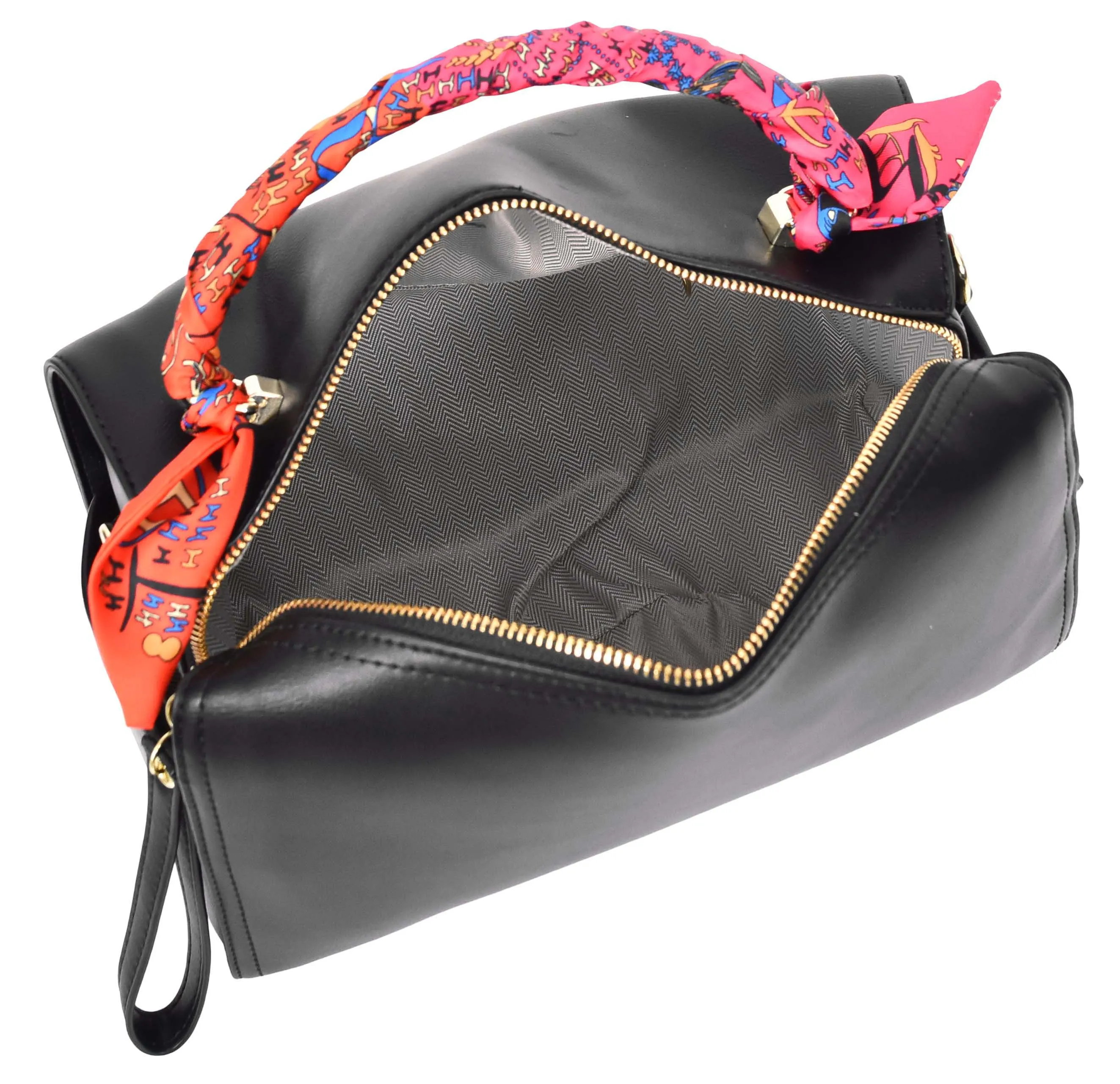 Aaliyah Women's  Faux Leather Barrel-Shaped Shoulder Handbag Black