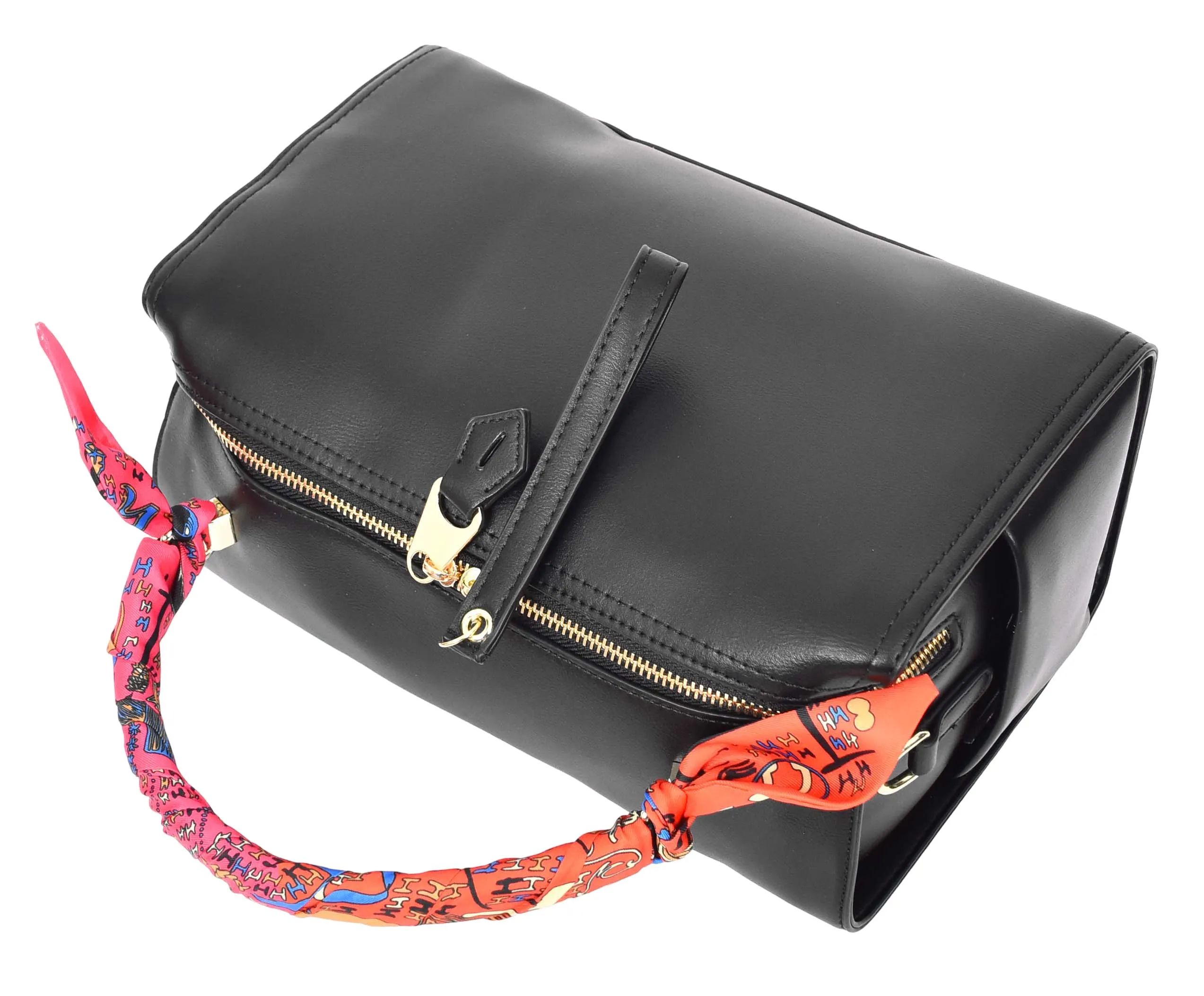 Aaliyah Women's  Faux Leather Barrel-Shaped Shoulder Handbag Black