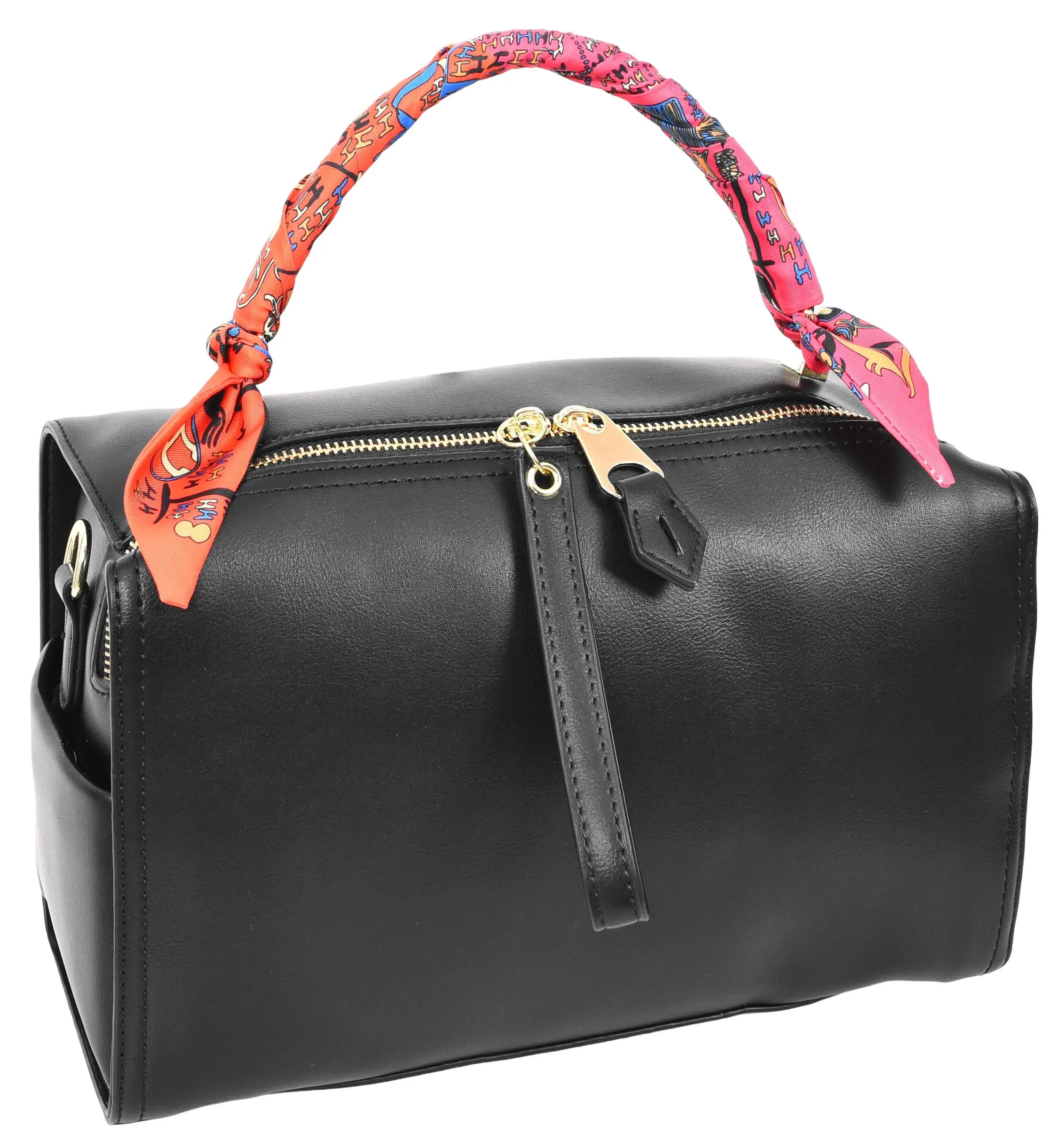 Aaliyah Women's  Faux Leather Barrel-Shaped Shoulder Handbag Black