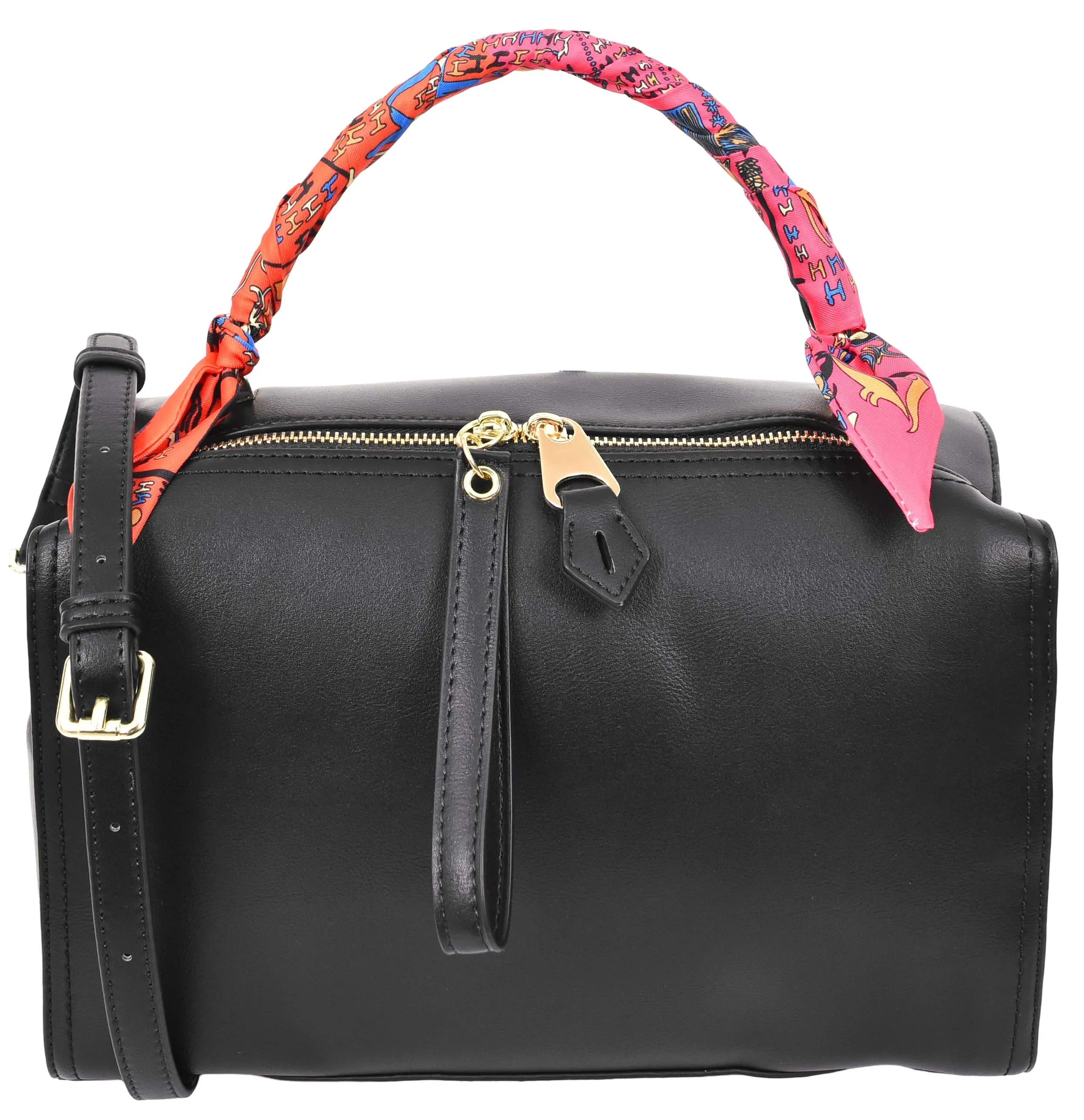 Aaliyah Women's  Faux Leather Barrel-Shaped Shoulder Handbag Black