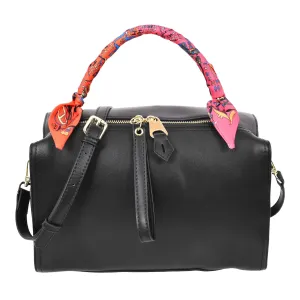 Aaliyah Women's  Faux Leather Barrel-Shaped Shoulder Handbag Black