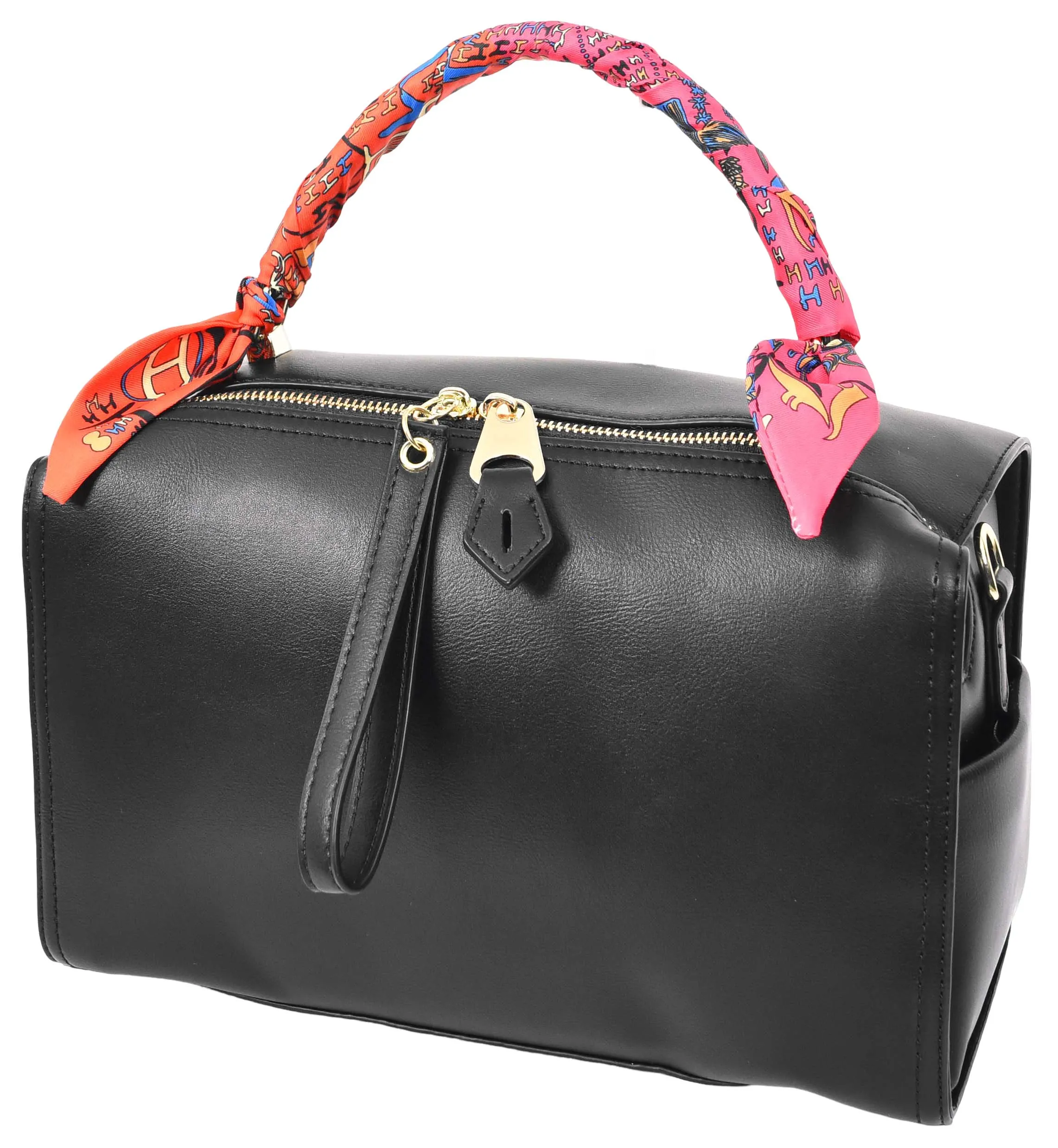 Aaliyah Women's  Faux Leather Barrel-Shaped Shoulder Handbag Black