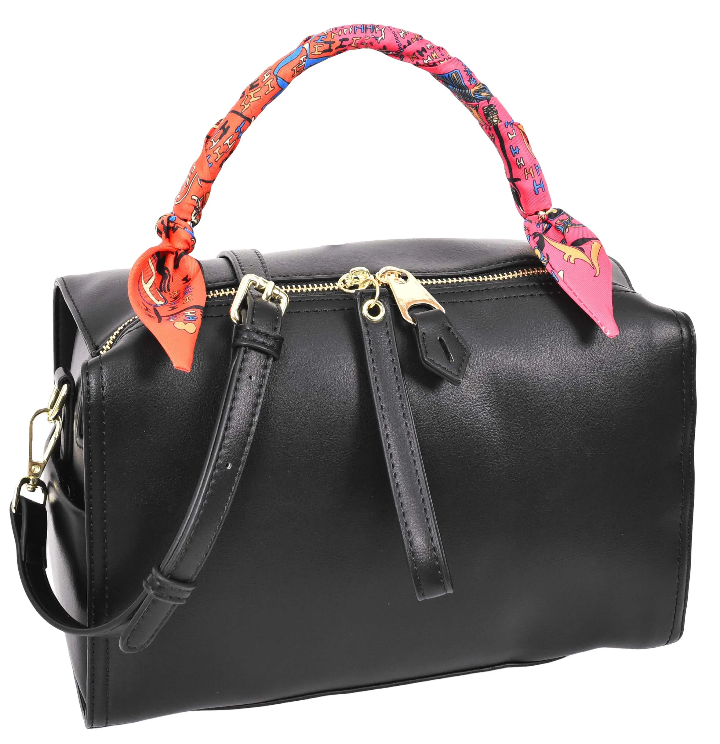 Aaliyah Women's  Faux Leather Barrel-Shaped Shoulder Handbag Black