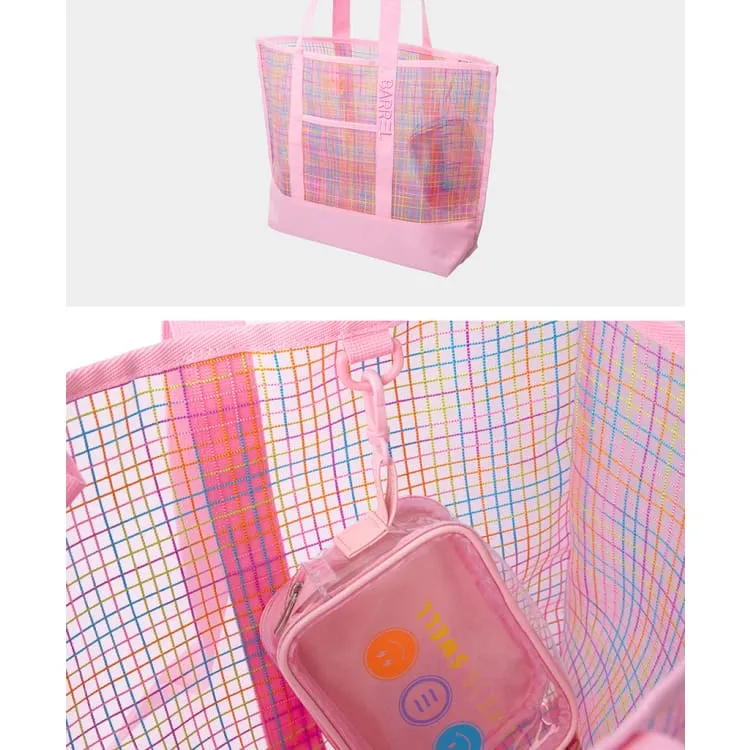 Barrel Surfer Mesh Beach Bag-PINK
