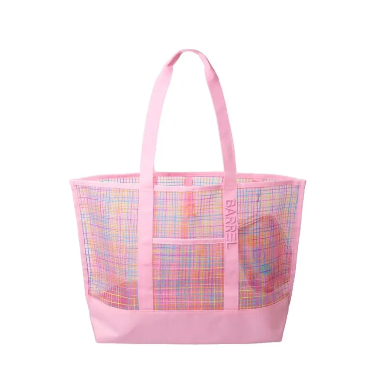 Barrel Surfer Mesh Beach Bag-PINK