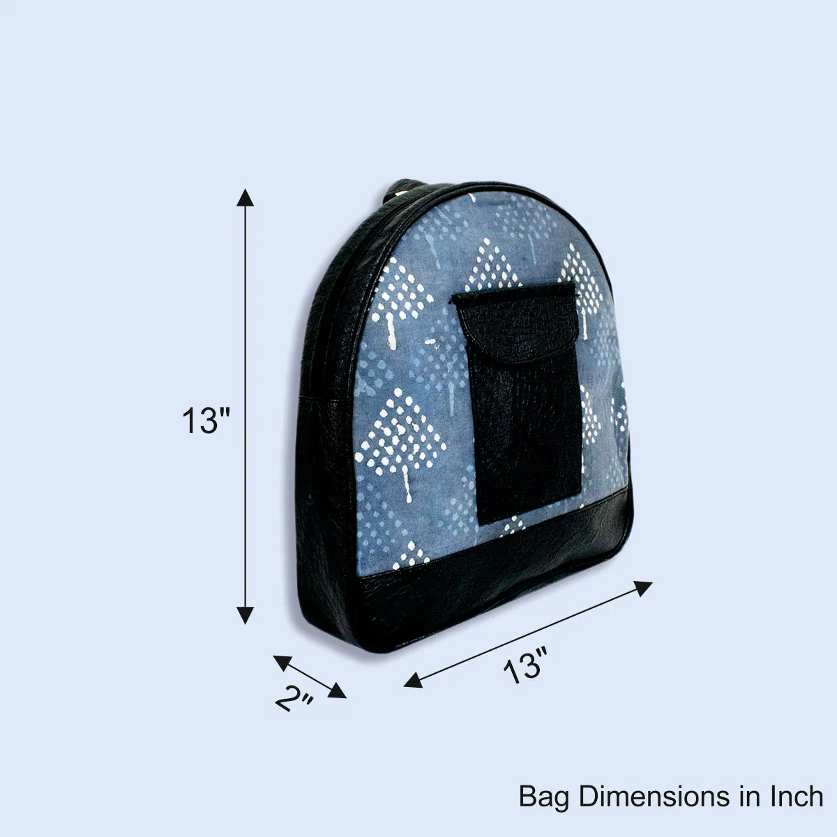 Blue Pine Block-printed Backpack