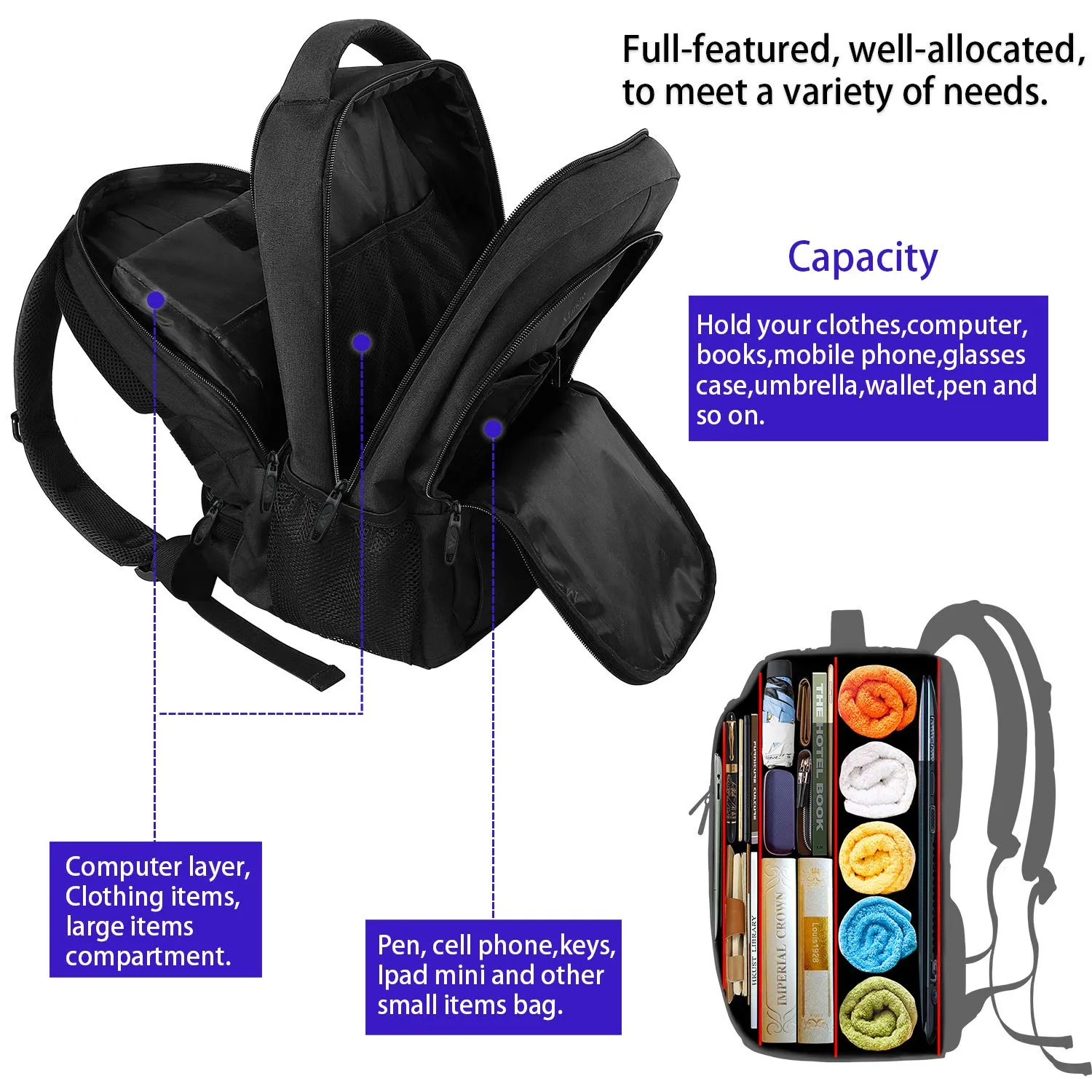 Business Travel Backpack, Matein Laptop Backpack with USB Charging Port for Men Womens Boys Girls, Anti Theft Water Resistant College School Bookbag Computer Backpack Fits 15.6 Inch Laptop Notebook