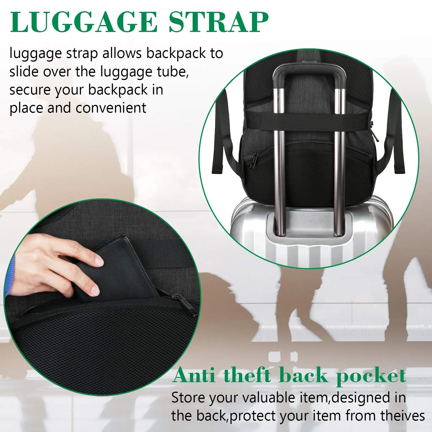 Business Travel Backpack, Matein Laptop Backpack with USB Charging Port for Men Womens Boys Girls, Anti Theft Water Resistant College School Bookbag Computer Backpack Fits 15.6 Inch Laptop Notebook