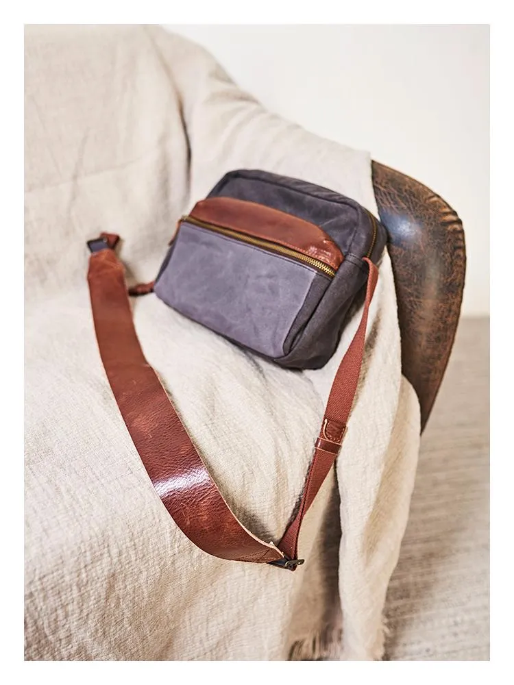 Canvas Mens Small Green Side Bag Canvas Messenger Bags Canvas Travel Courier Bag for Men