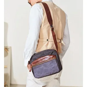 Canvas Mens Small Green Side Bag Canvas Messenger Bags Canvas Travel Courier Bag for Men