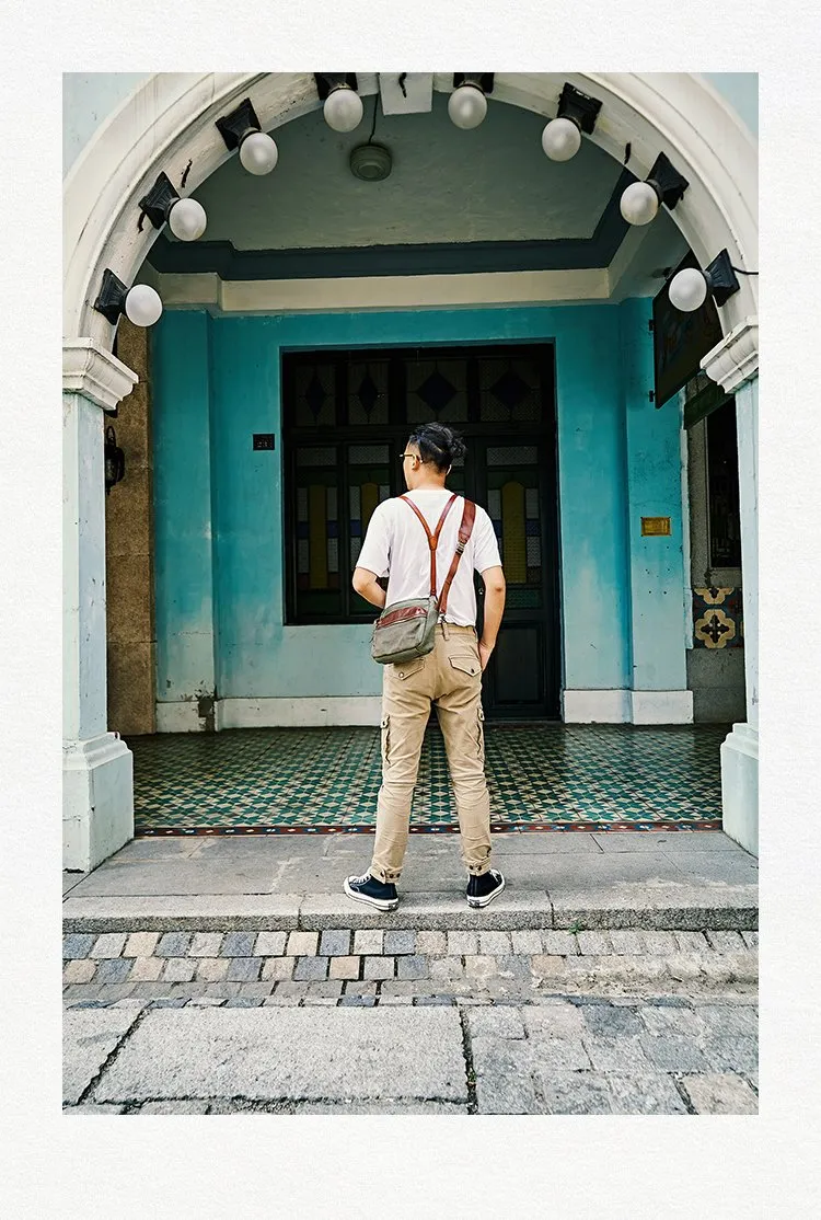 Canvas Mens Small Green Side Bag Canvas Messenger Bags Canvas Travel Courier Bag for Men
