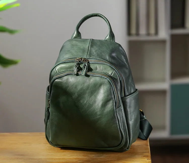 Casual Womens Genuine Leather Backpack Small Rucksack