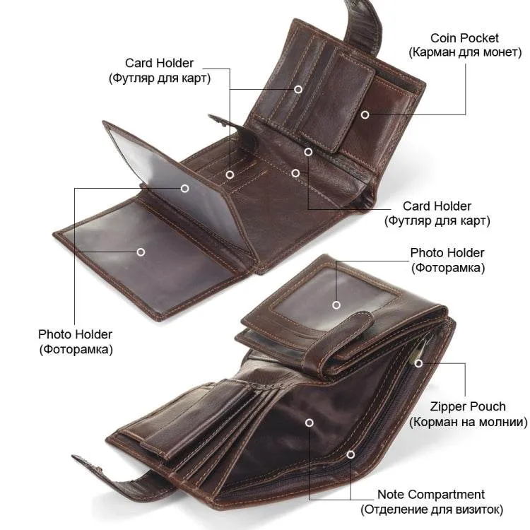 Classic Leather Men's Wallet - Short Multifunctional Cowhide Purse with Coin Pocket and Card Holder
