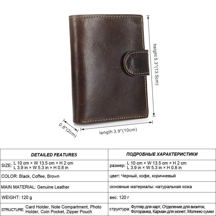 Classic Leather Men's Wallet - Short Multifunctional Cowhide Purse with Coin Pocket and Card Holder