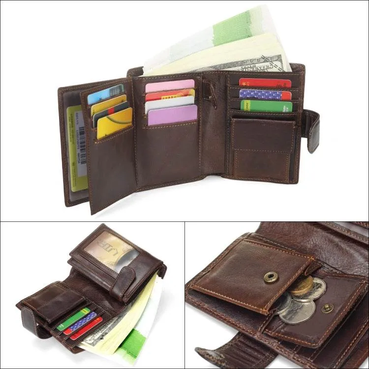 Classic Leather Men's Wallet - Short Multifunctional Cowhide Purse with Coin Pocket and Card Holder