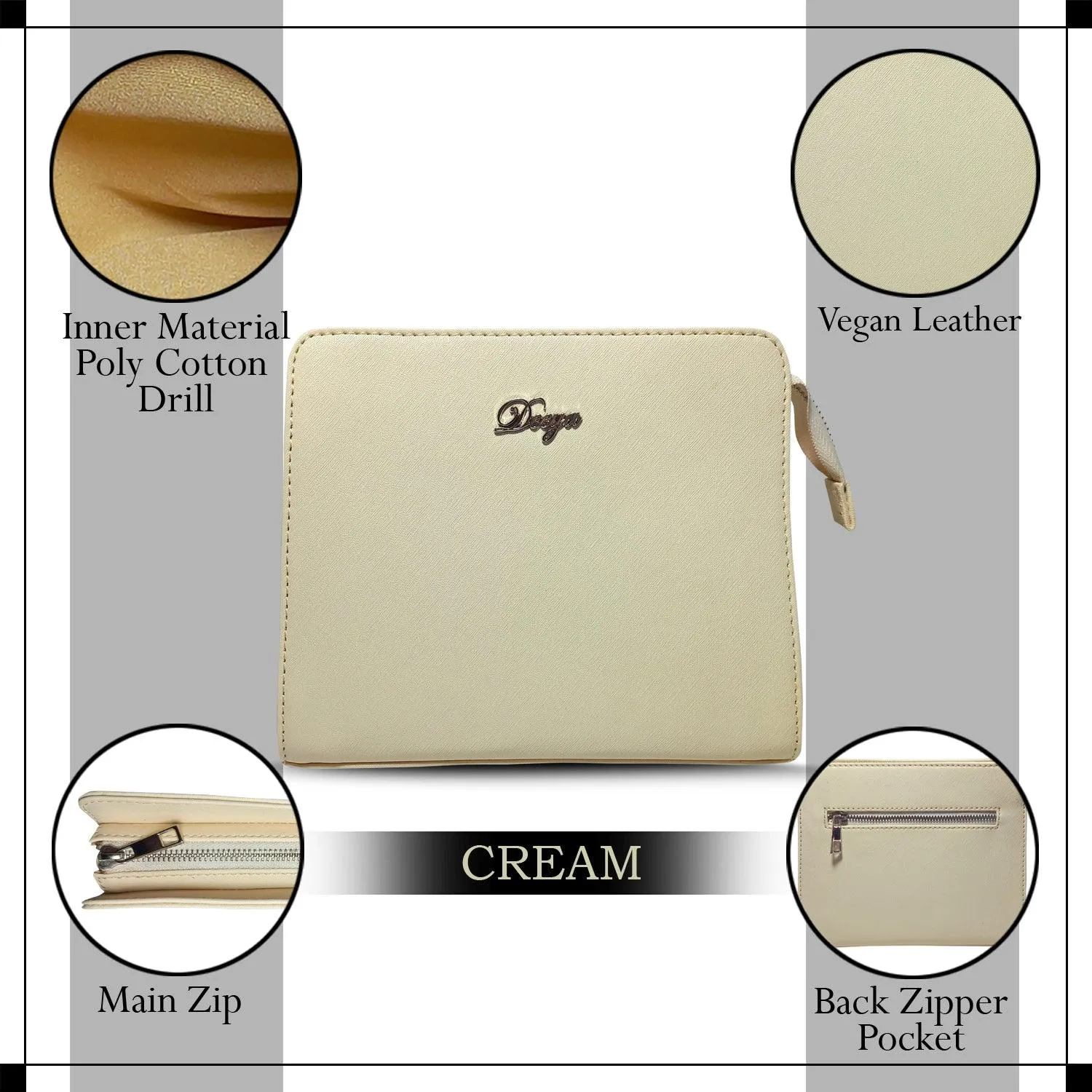 Deeya Vegan Leather Women's Mini Handbag, Trendy Small Purse for Ladies (Cream)