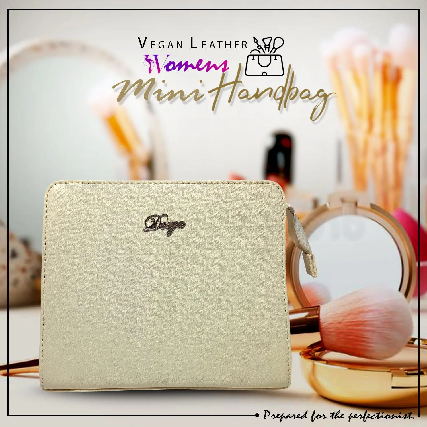 Deeya Vegan Leather Women's Mini Handbag, Trendy Small Purse for Ladies (Cream)