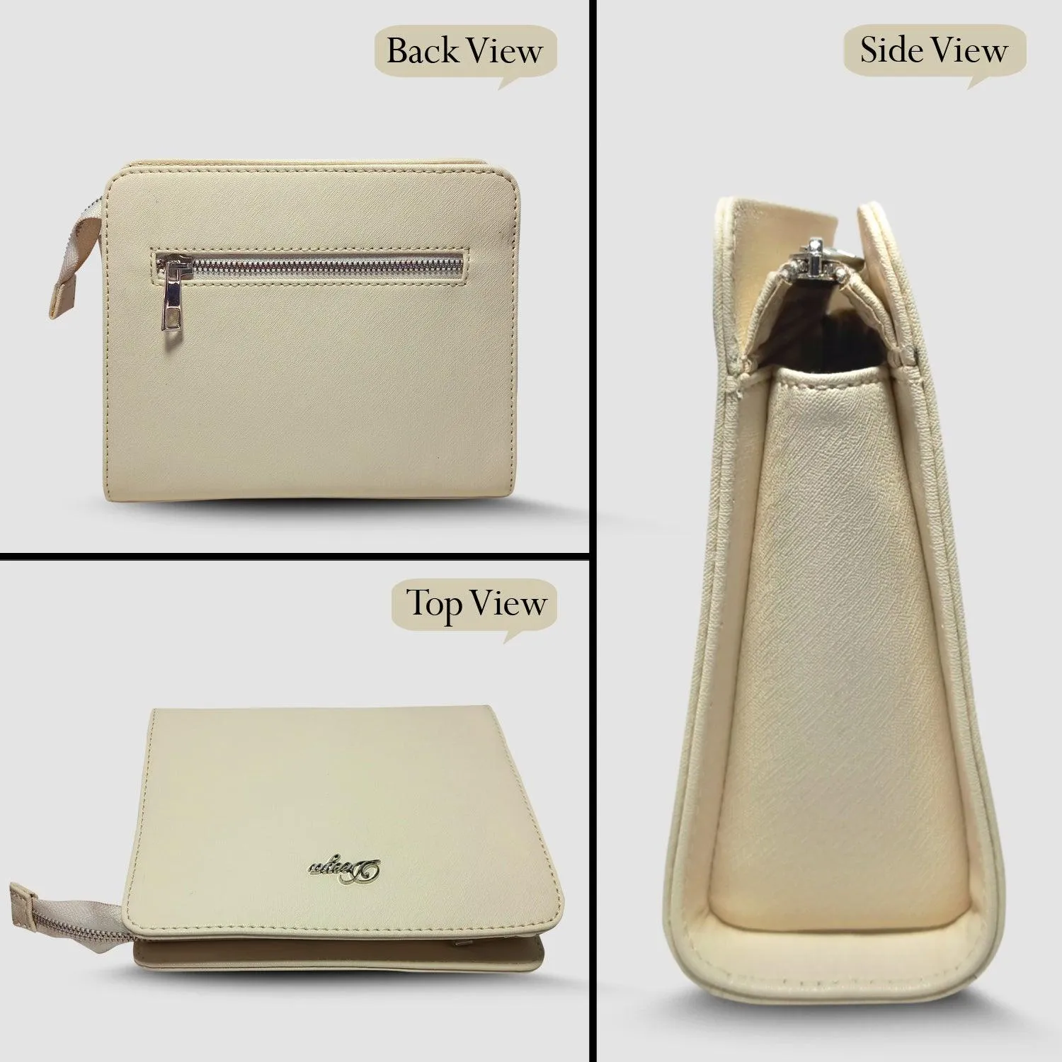 Deeya Vegan Leather Women's Mini Handbag, Trendy Small Purse for Ladies (Cream)