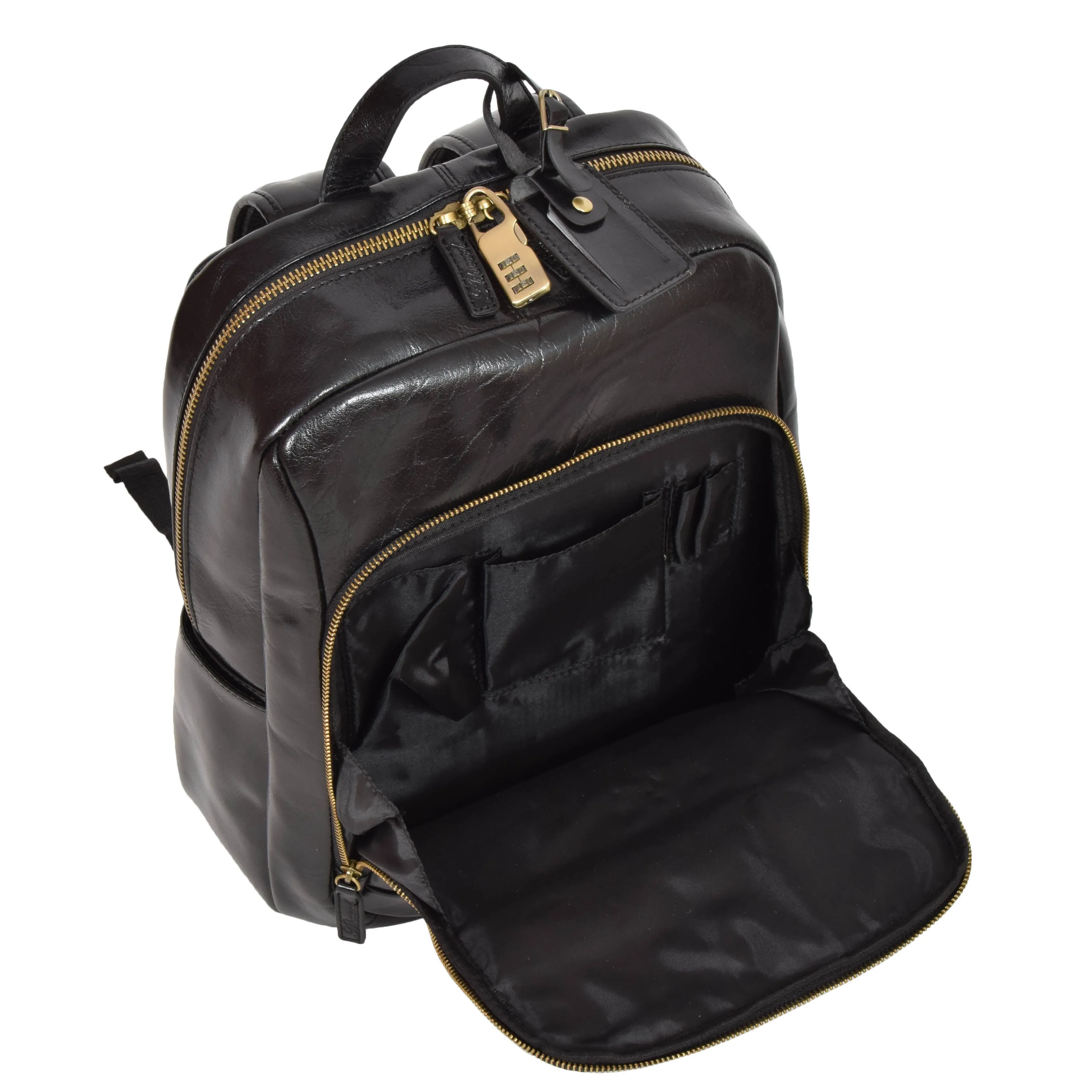DR283 Back Pack Italian  Buffalo Leather Rucksack Bag Black