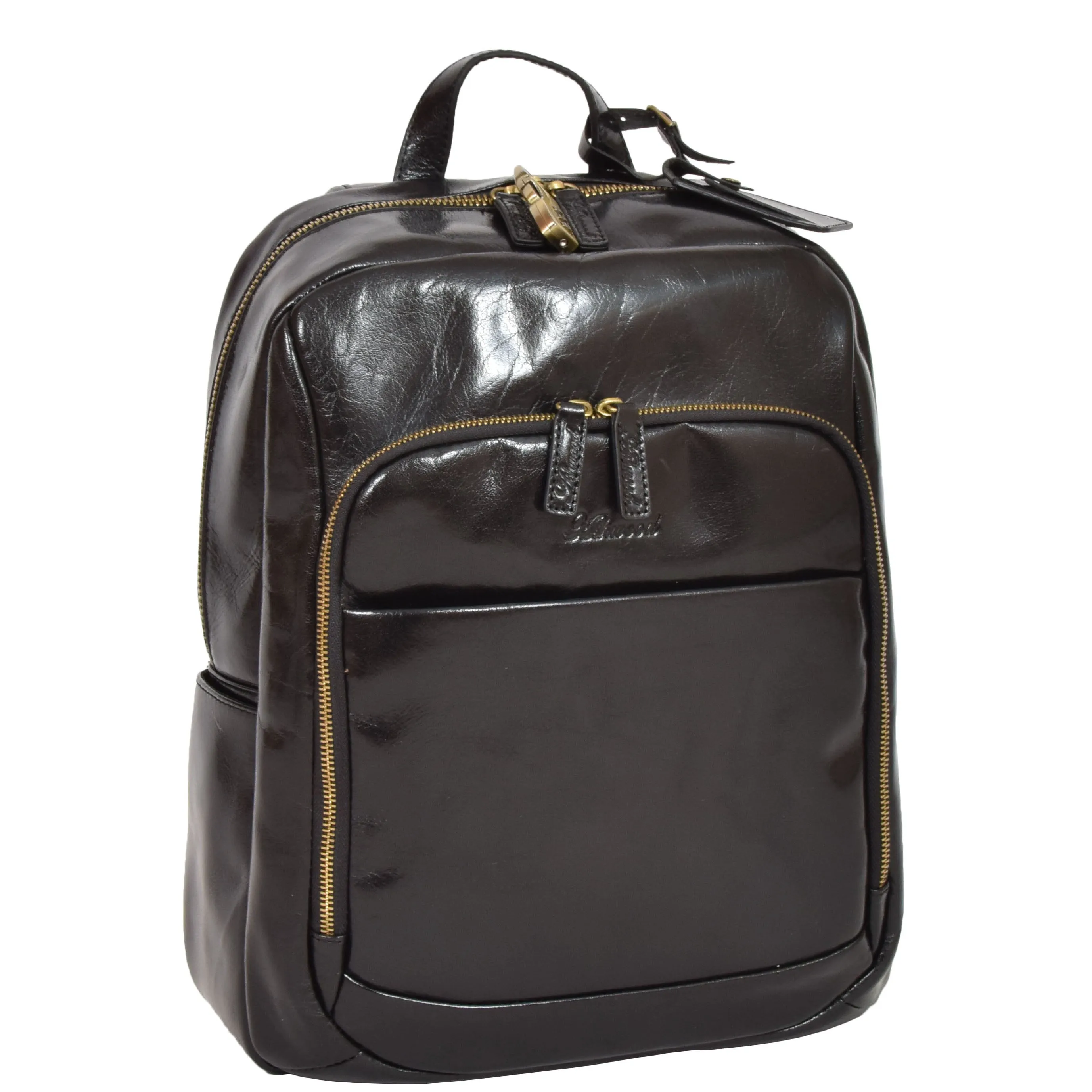 DR283 Back Pack Italian  Buffalo Leather Rucksack Bag Black