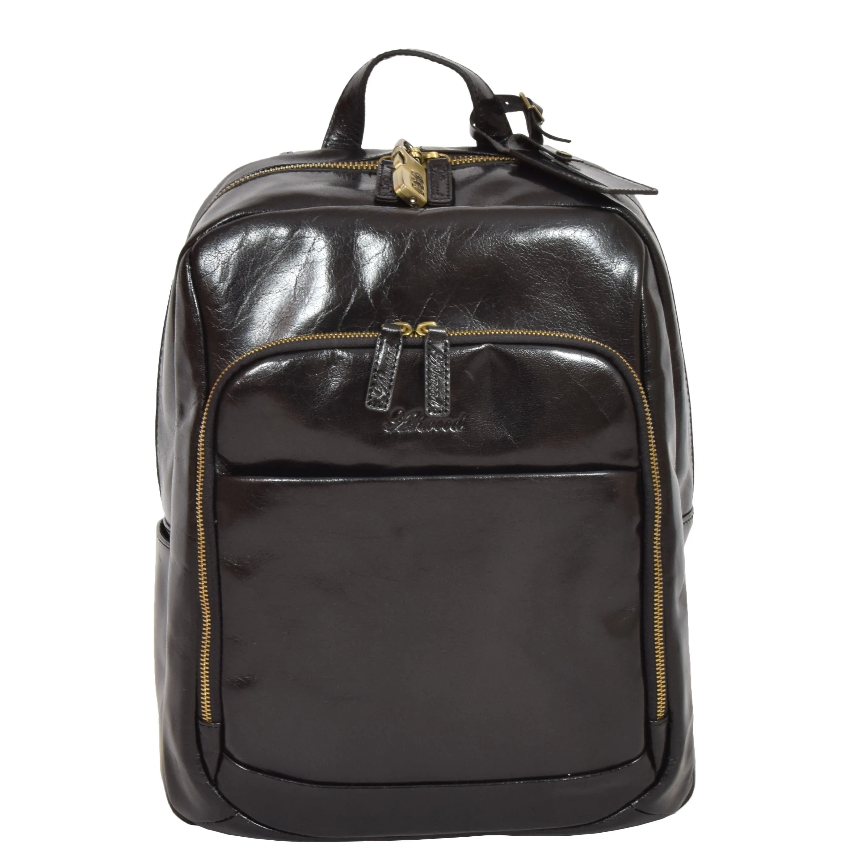 DR283 Back Pack Italian  Buffalo Leather Rucksack Bag Black