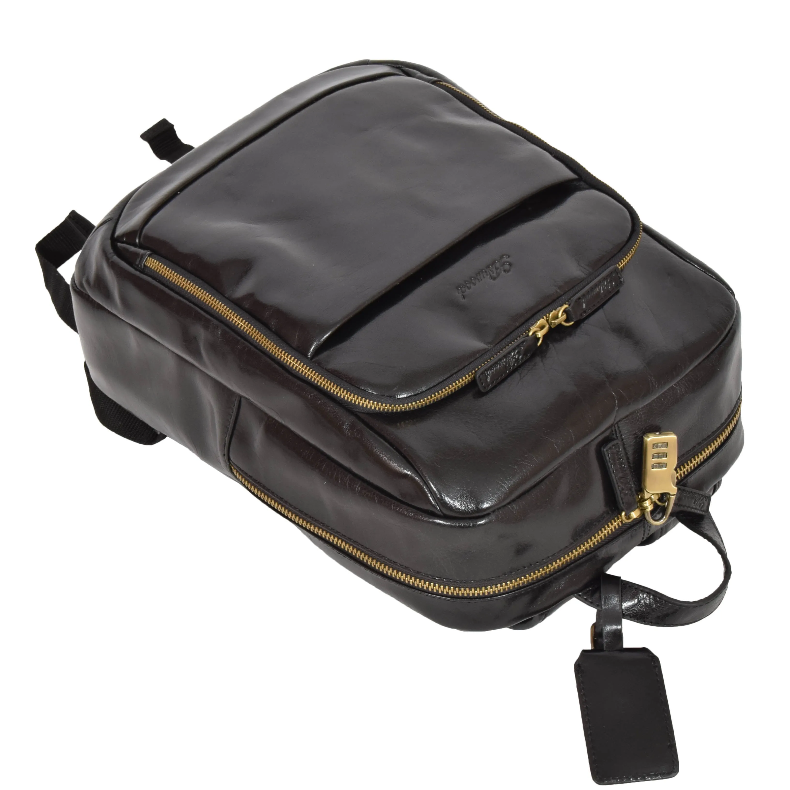 DR283 Back Pack Italian  Buffalo Leather Rucksack Bag Black