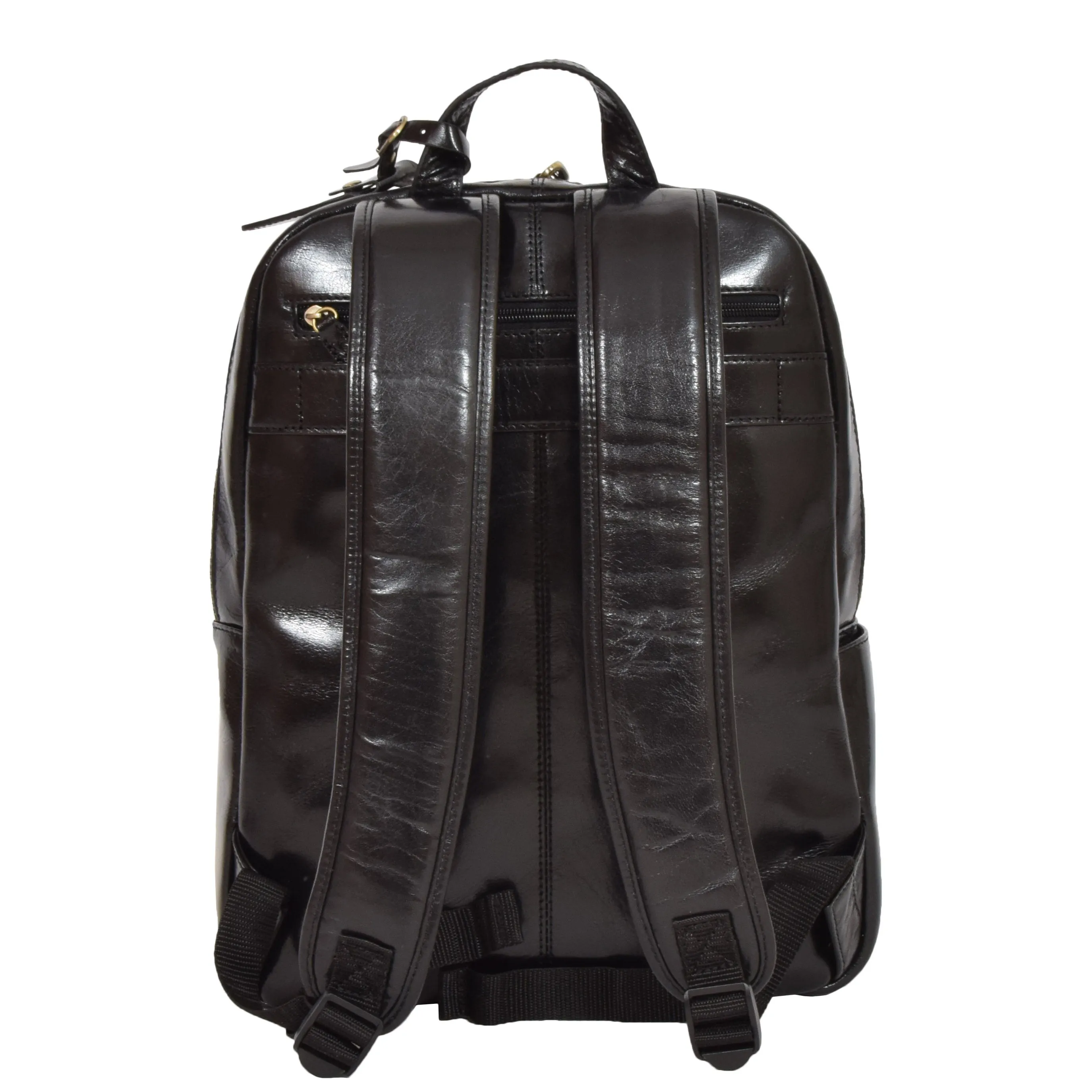 DR283 Back Pack Italian  Buffalo Leather Rucksack Bag Black