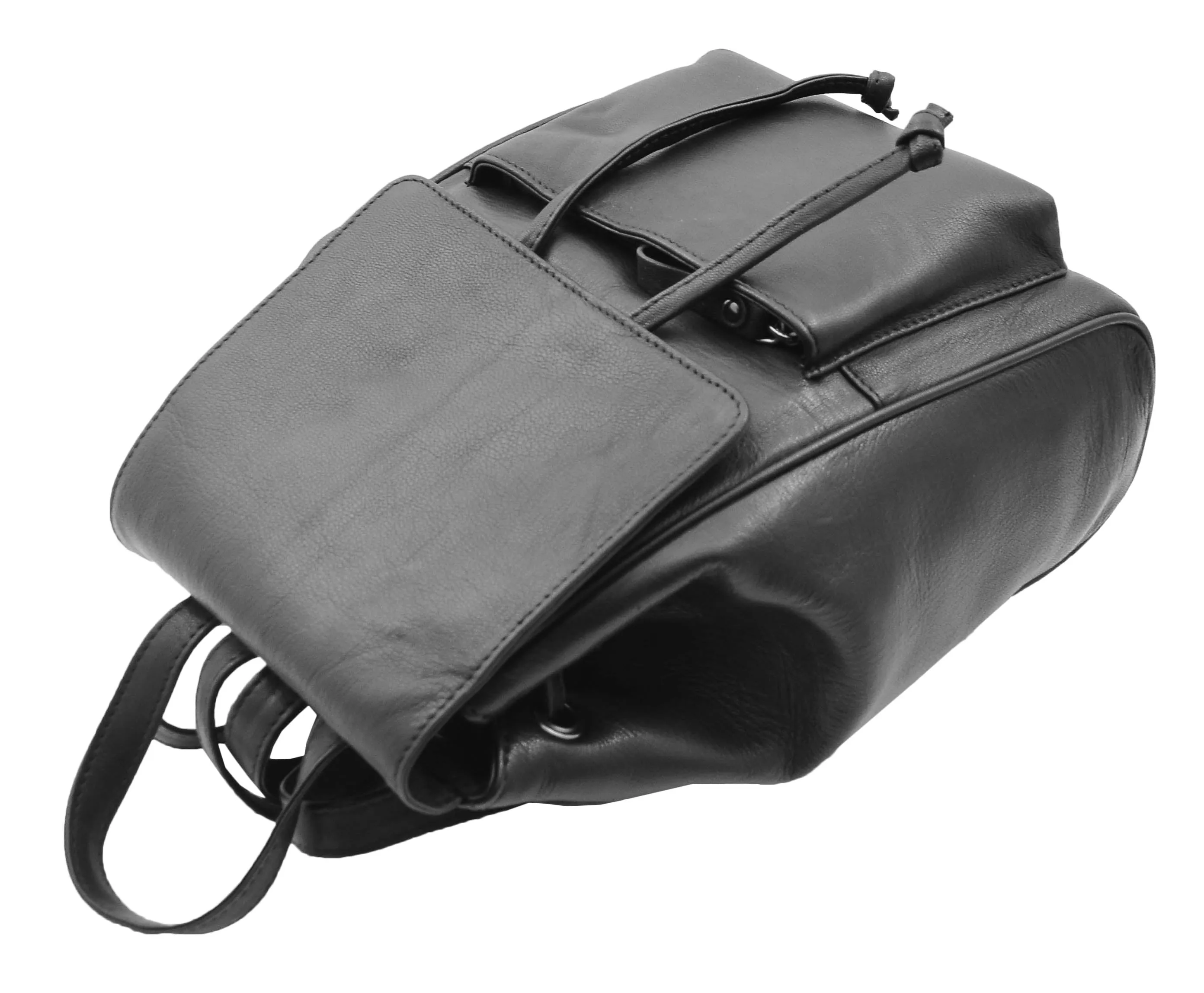 DR348 Real Leather Classic Travel Backpack Black