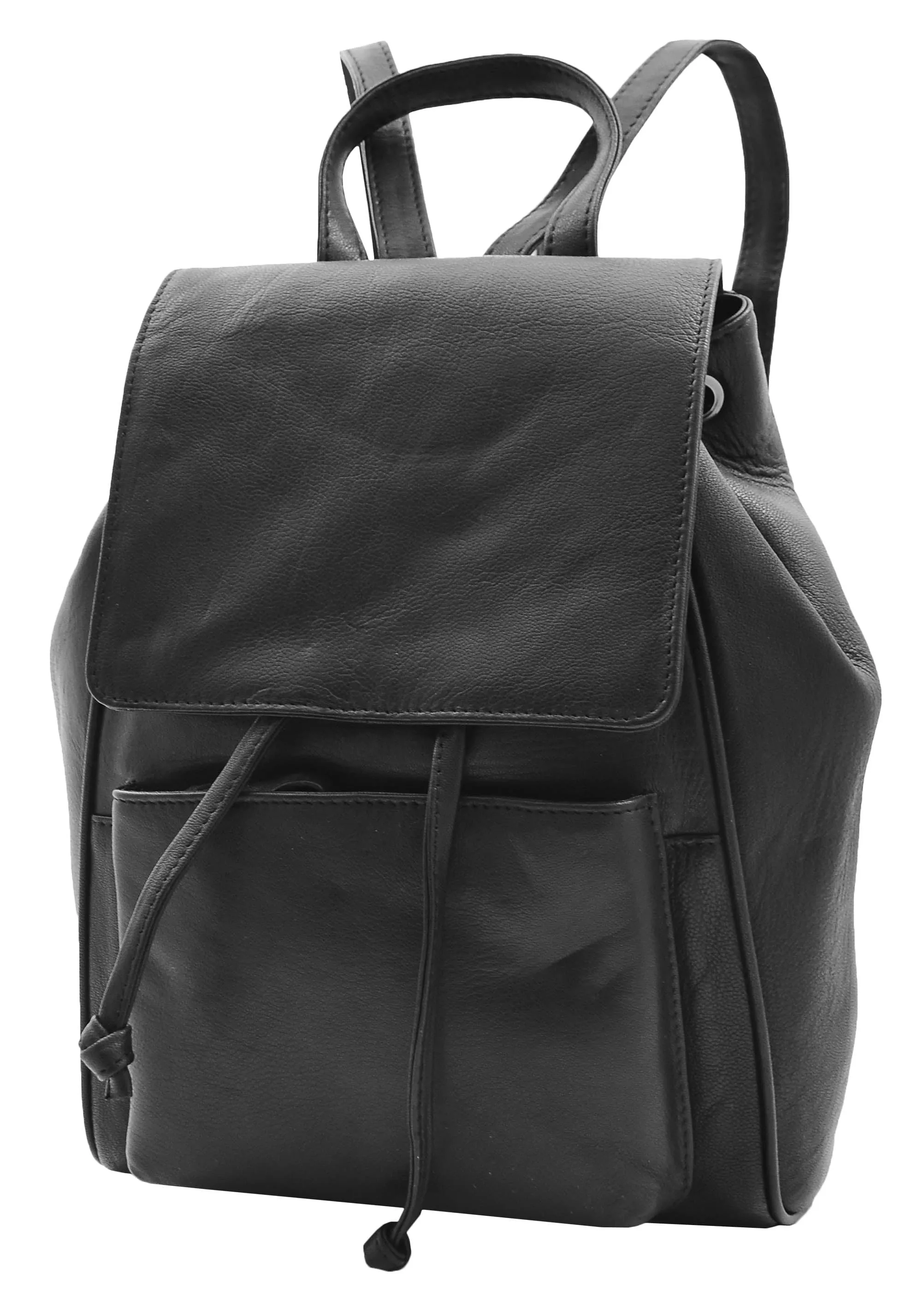 DR348 Real Leather Classic Travel Backpack Black
