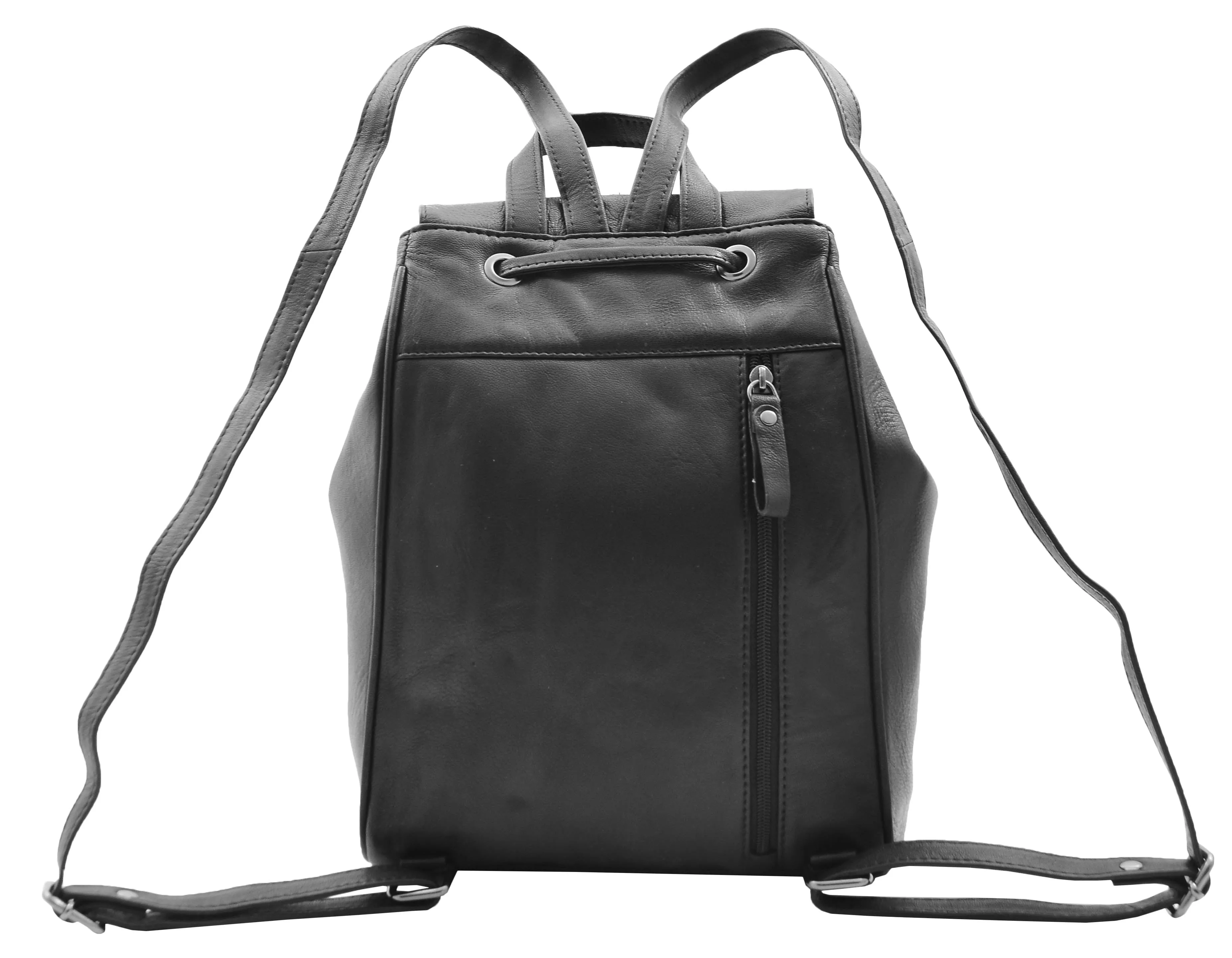 DR348 Real Leather Classic Travel Backpack Black