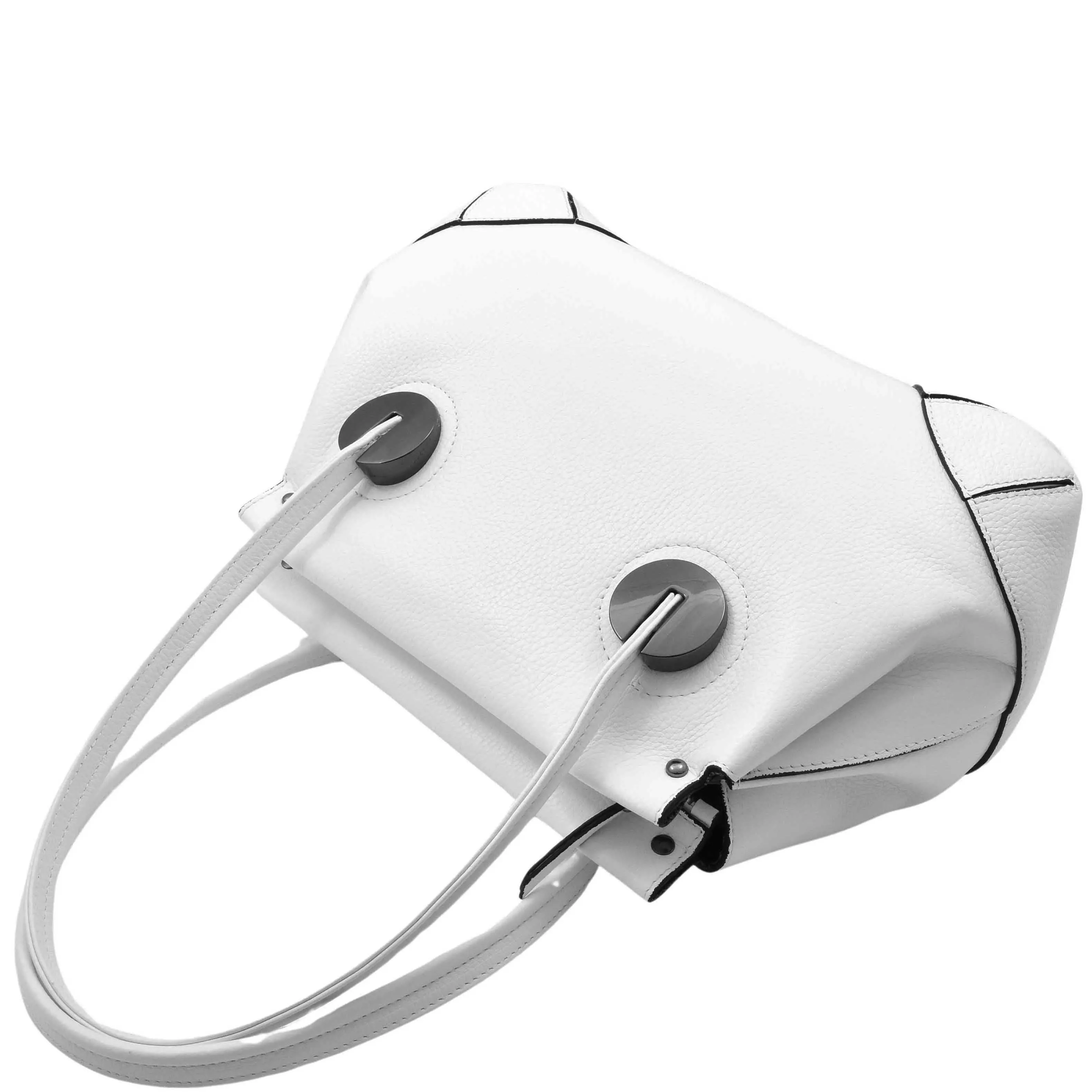 DR584 Women's Medium Tote Zip Shoulder Bag Leather Handbag White