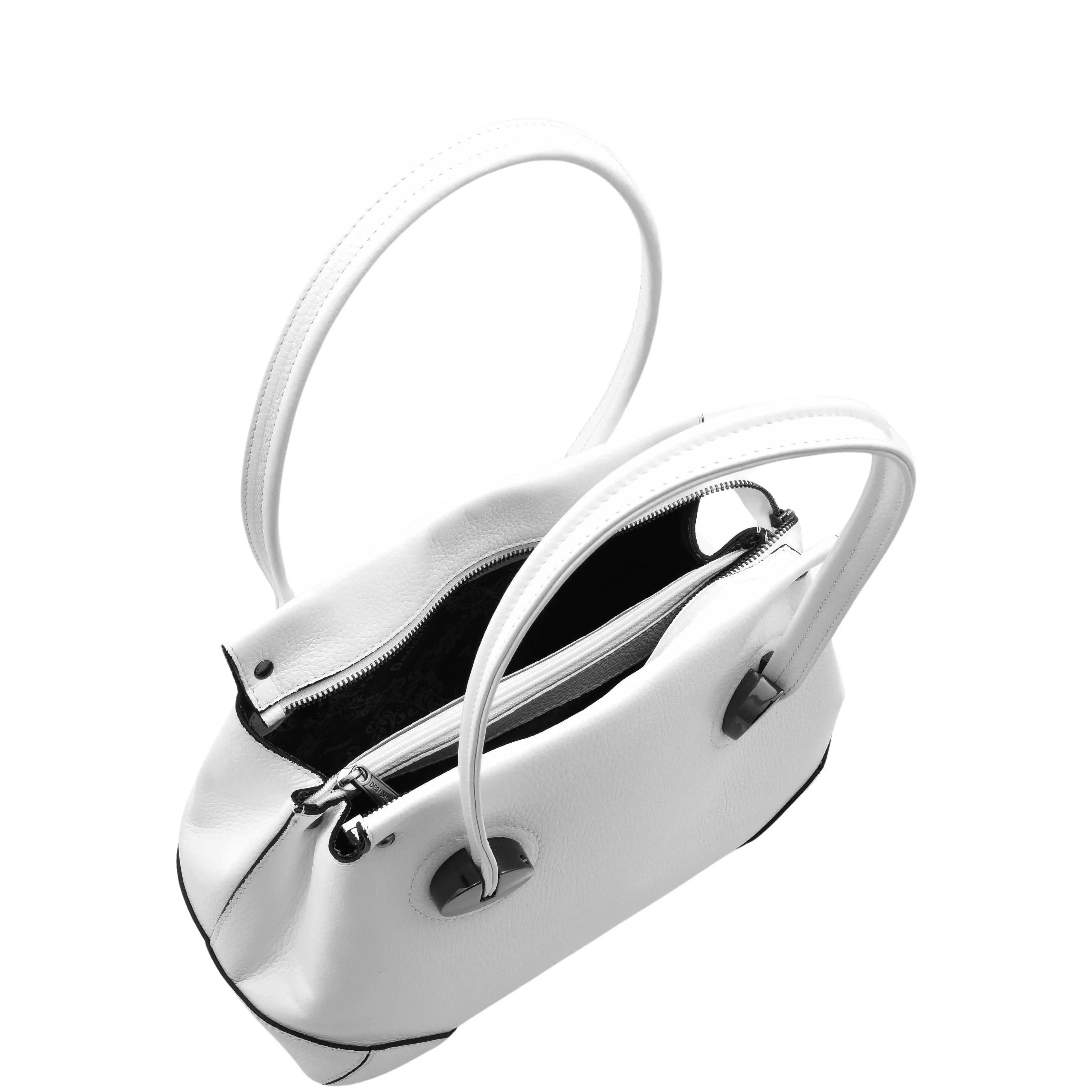DR584 Women's Medium Tote Zip Shoulder Bag Leather Handbag White