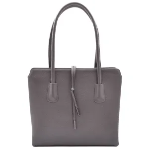 DR590 Women's Stylish Zip Opening Tote Large Shoulder Bag Grey