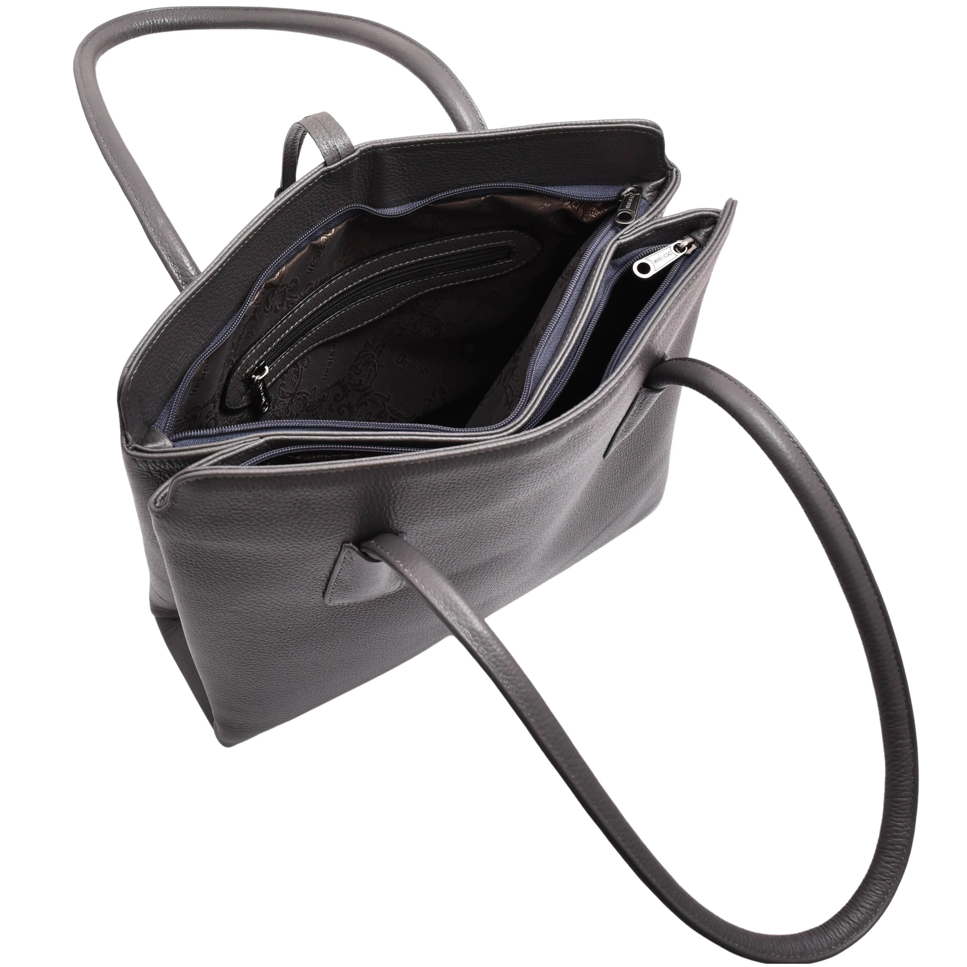 DR590 Women's Stylish Zip Opening Tote Large Shoulder Bag Grey