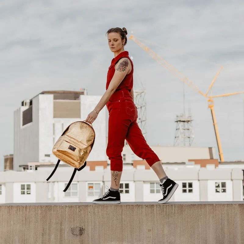 Earth Bag Standard, Gold Pinatex (Upcycled Billboard Bags)