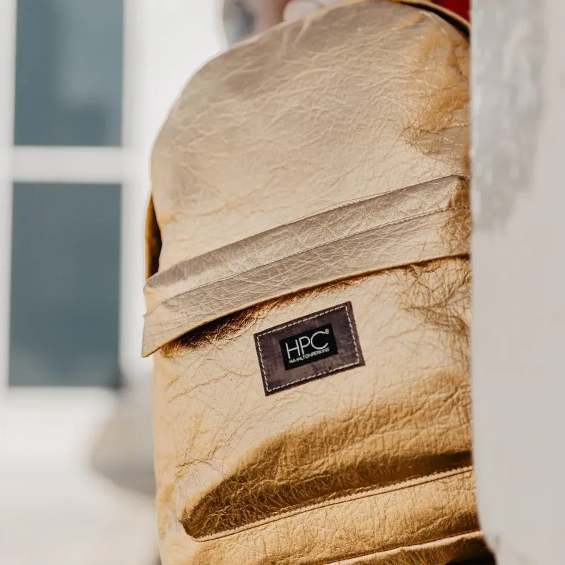 Earth Bag Standard, Gold Pinatex (Upcycled Billboard Bags)