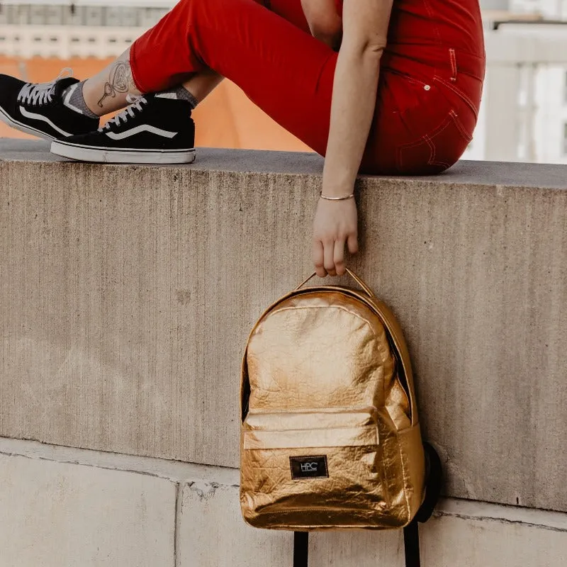 Earth Bag Standard, Gold Pinatex (Upcycled Billboard Bags)