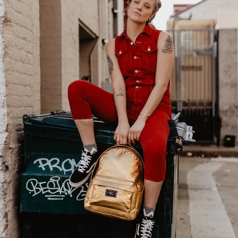 Earth Bag Standard, Gold Pinatex (Upcycled Billboard Bags)