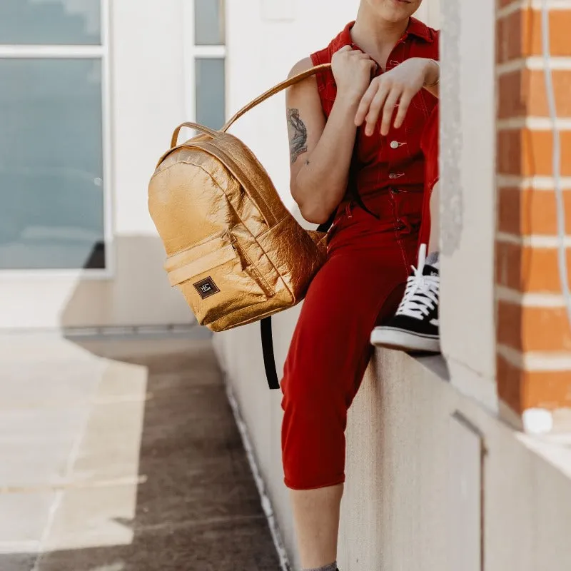Earth Bag Standard, Gold Pinatex (Upcycled Billboard Bags)