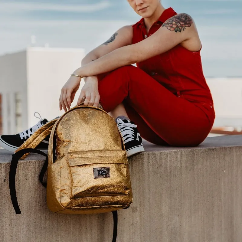 Earth Bag Standard, Gold Pinatex (Upcycled Billboard Bags)