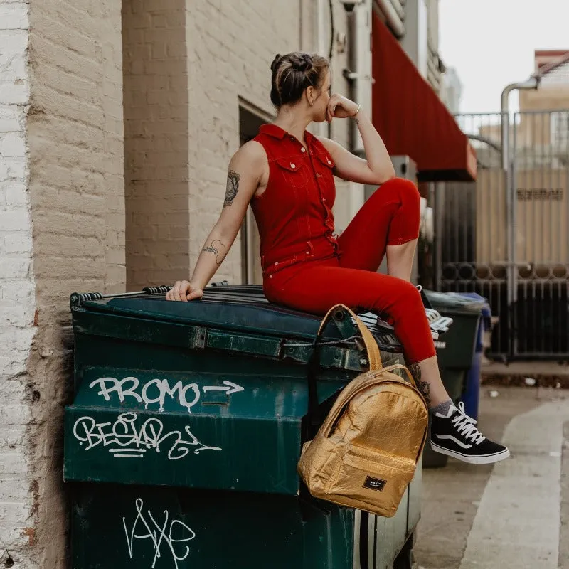 Earth Bag Standard, Gold Pinatex (Upcycled Billboard Bags)
