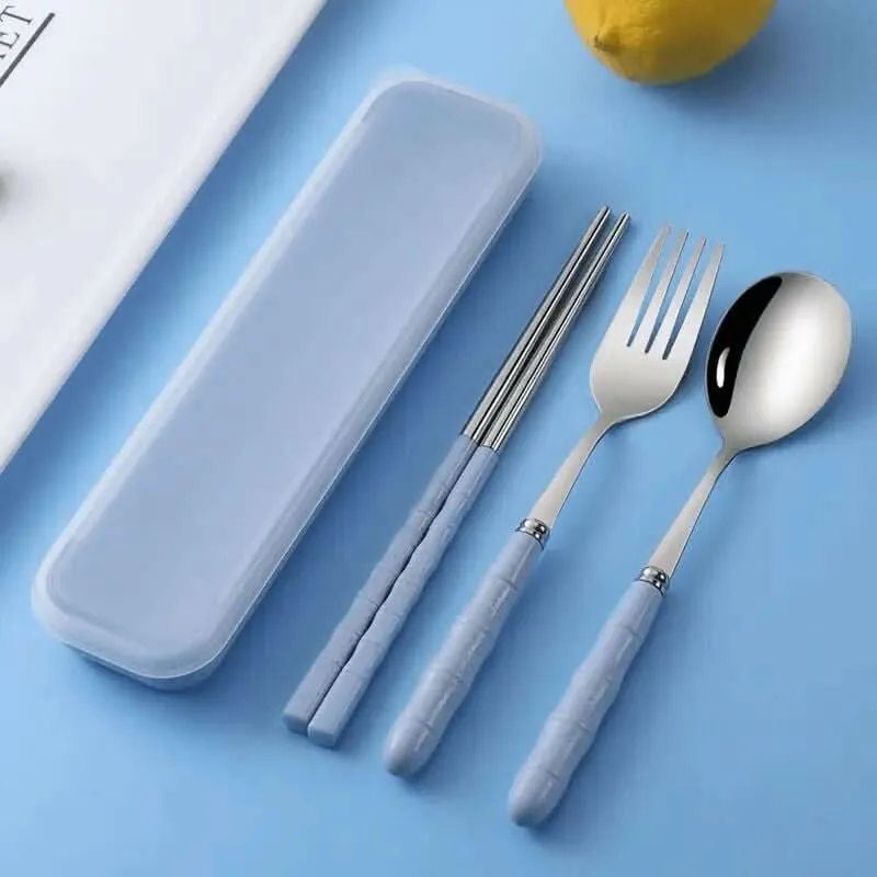 Elegant Stainless Steel Cutlery Set with Spoon, Fork, & Chopstick Set for All Ages