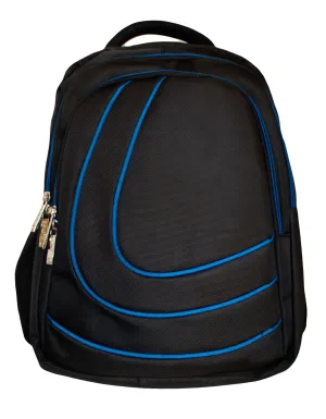 Fino SK-9028 Unisex 15 Inch Laptop Backpack with Blue Piping-19 Litre - Black