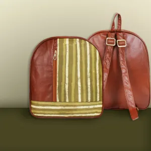 Green Waves Block-printed Backpack
