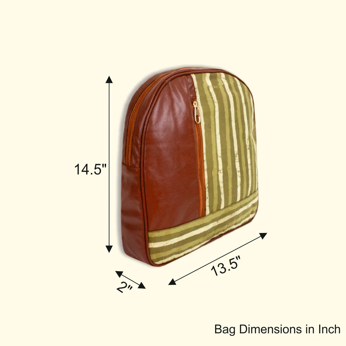 Green Waves Block-printed Backpack