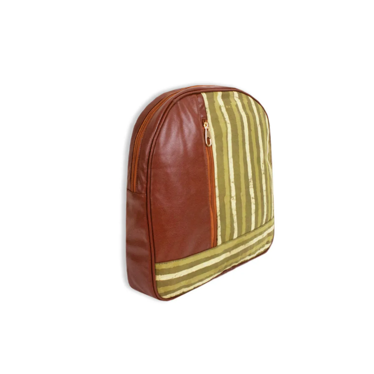 Green Waves Block-printed Backpack